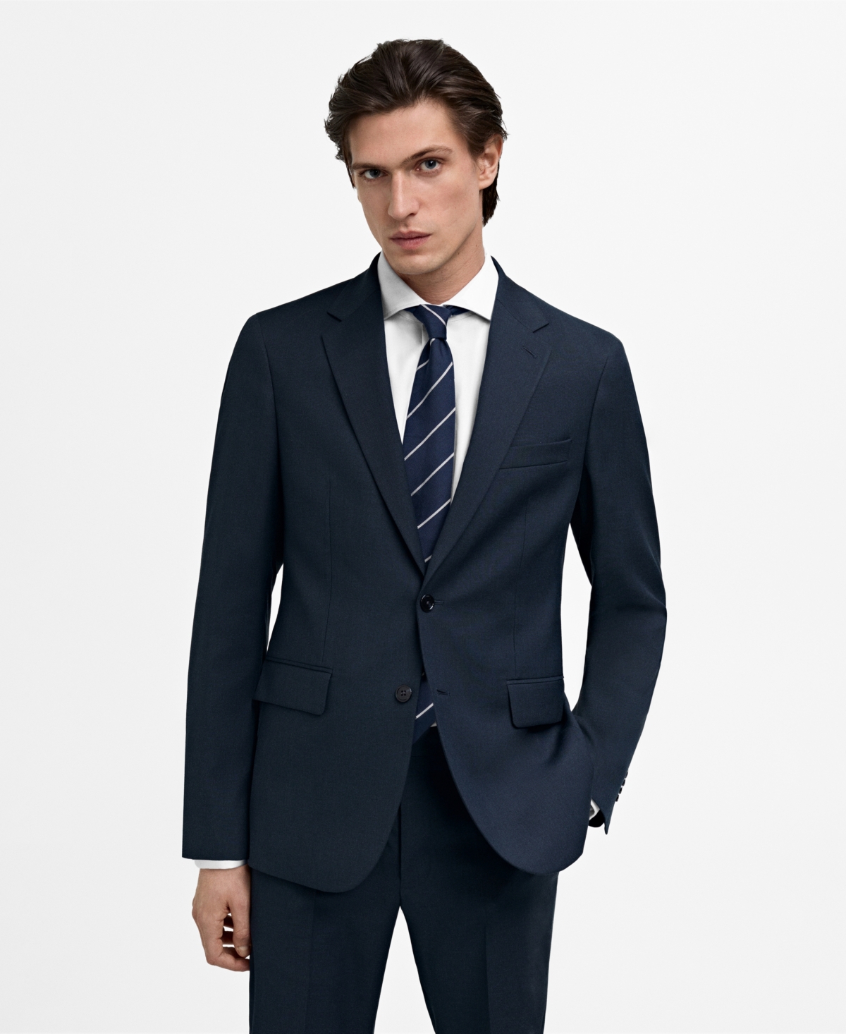 Shop Mango Men's Slim-fit Suit Blazer In Dark Navy