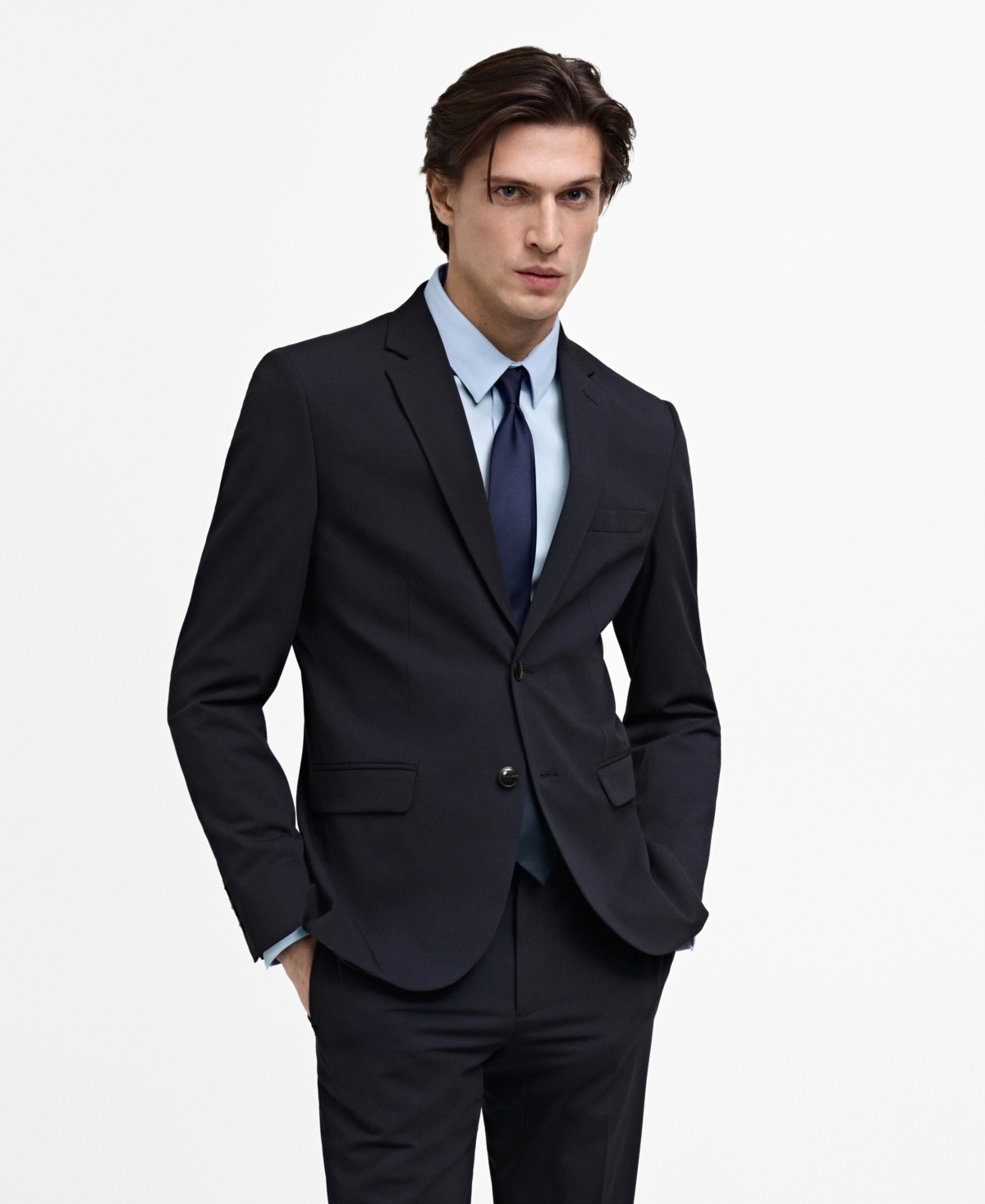 Shop Mango Men's Super Slim-fit Suit Blazer In Dark Navy
