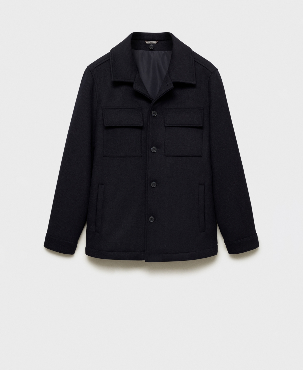 Mango Wool Blend Coat With Removable Hood In Dark Navy