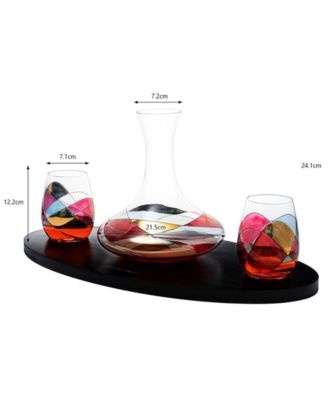 Artisanal Hand Painted Decanter Wine Glass Set
