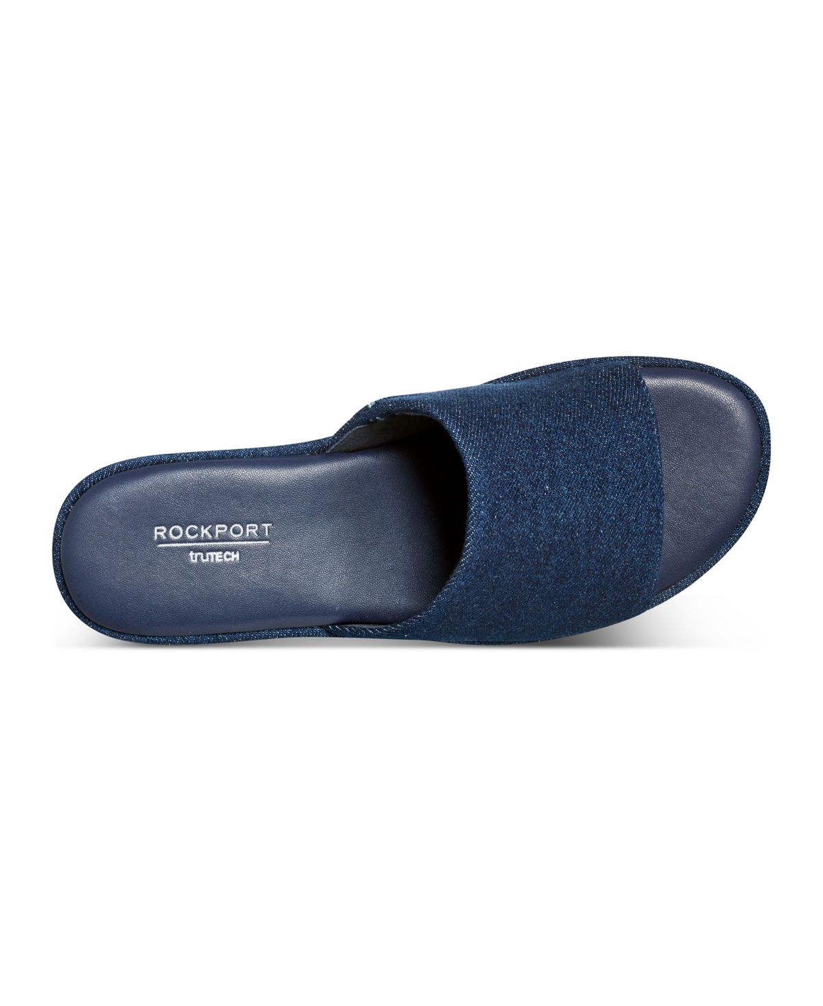 Shop Rockport Women's Aubriella Slide Slip-on Wedge Sandals In Dark Blue Denim
