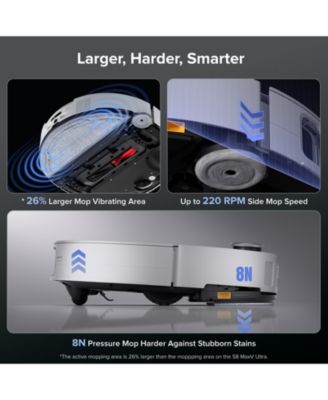 Saros 10 Robot Vacuum and Mop, 3.14 inches Ultra Thin Design, Auto Mop Detachment, 0% Hair Tangling, 22,000 Pa Suction Power and 10-in-1 Dock