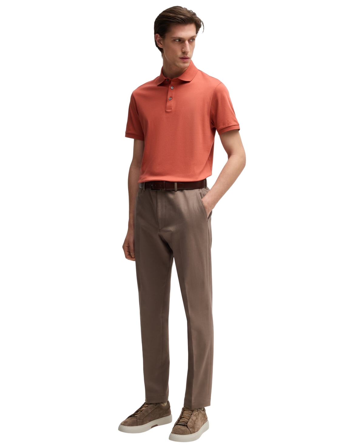 Hugo Boss Boss By  Men's Mercerized Italian Cotton Regular-fit Polo Shirt In Open Red