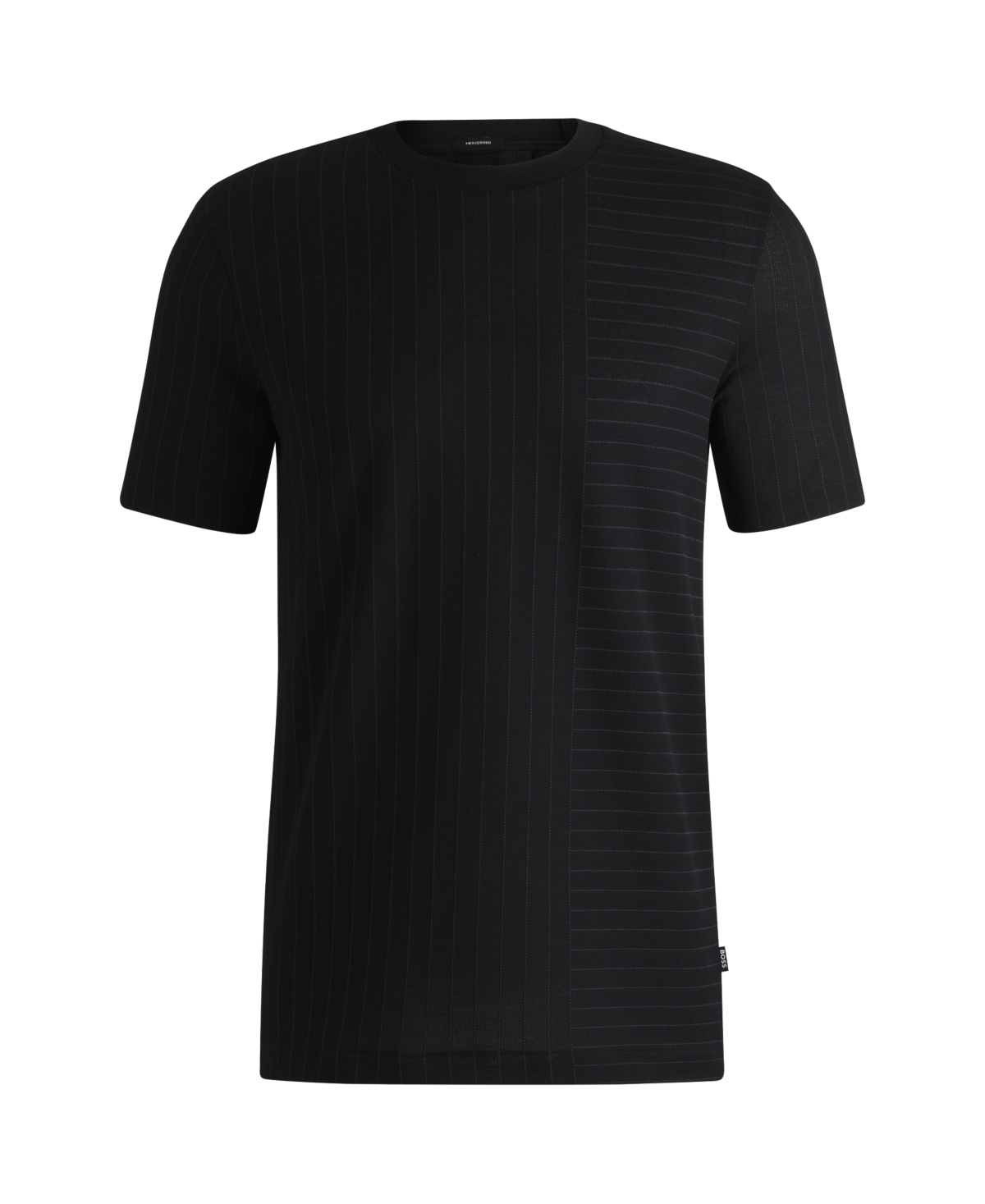 Hugo Boss Boss By  Men's Pinstripe Mercerized Cotton Regular-fit T-shirt In Black