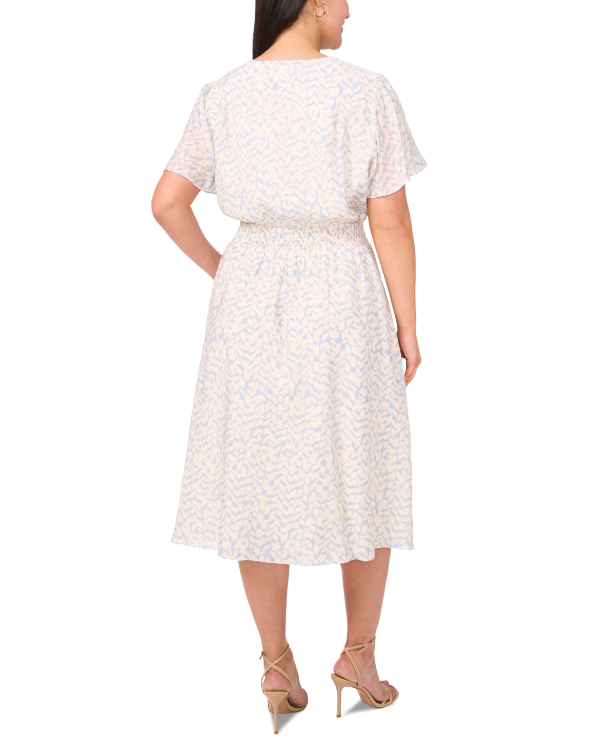 Vince Camuto Plus Size V-neck Flutter-sleeve Midi Dress In Lake Breeze