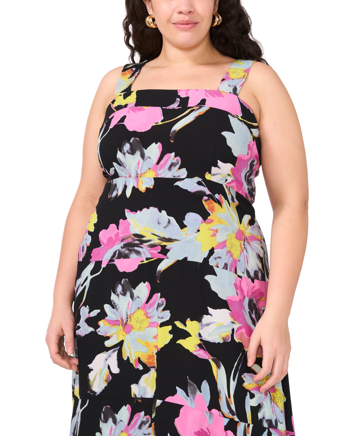 Vince Camuto Plus Size Sleeveless Square-neck Maxi Dress In Violet Blush