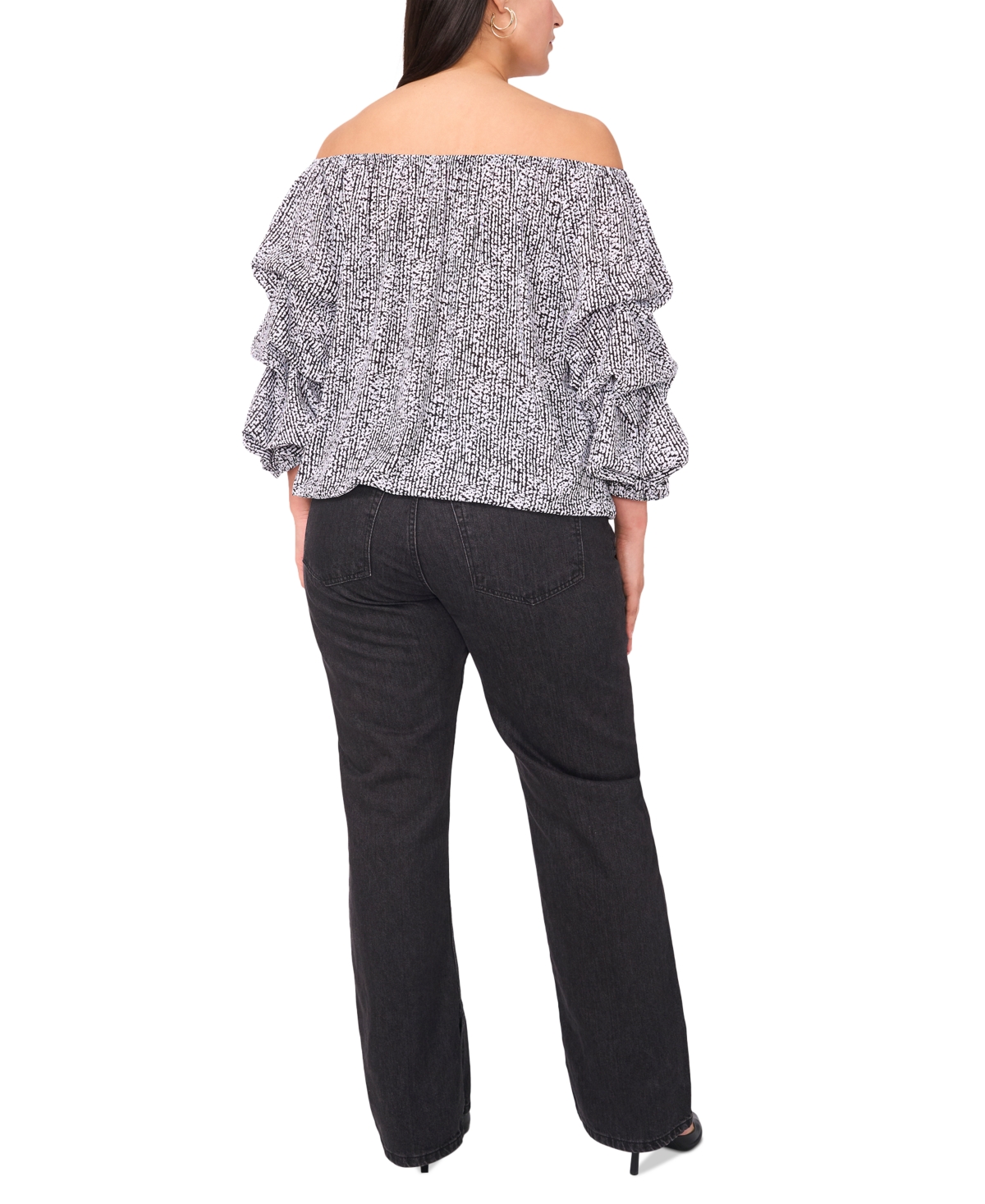 Vince Camuto Plus Size Off-the-shoulder Bubble-sleeve Top In Rich Black