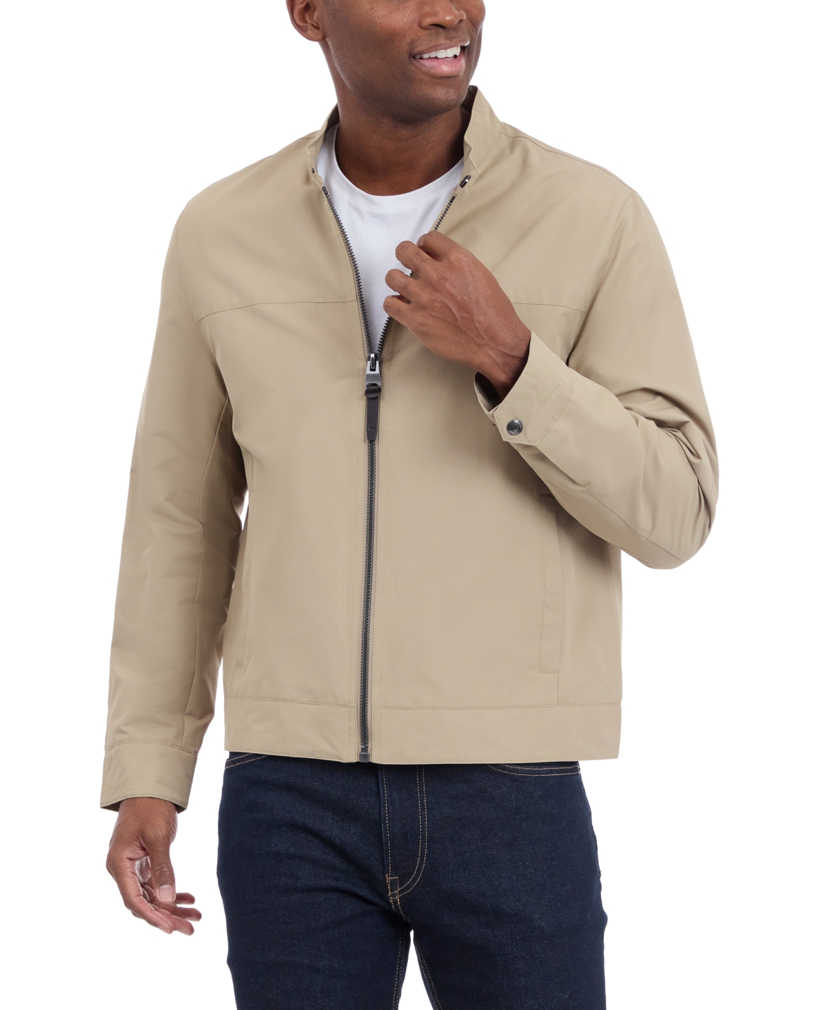 Michael Kors Men's Lightweight Moto Jacket In Khaki
