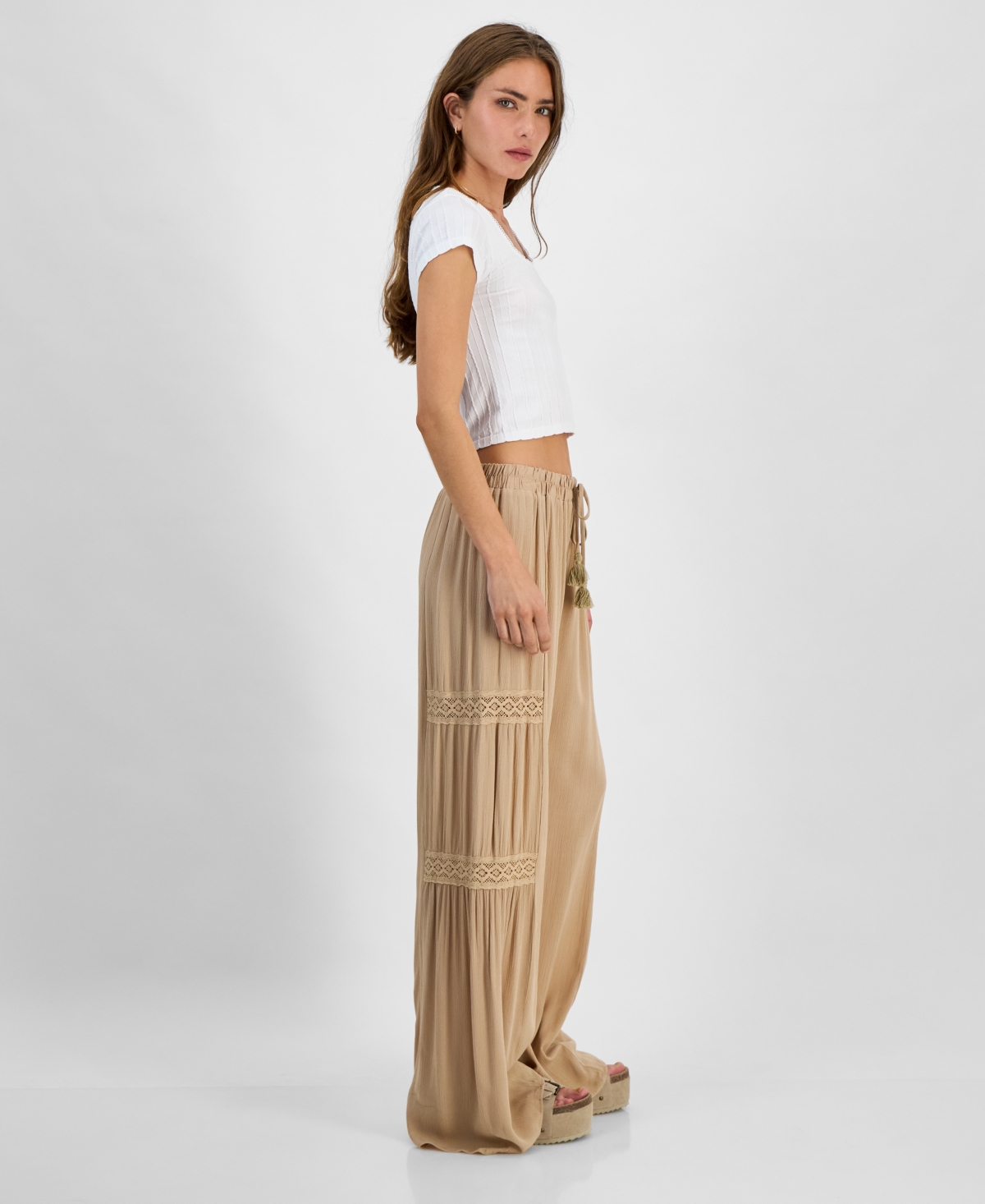 KINGSTON GREY JUNIORS' HIGH-RISE WIDE-LEG PANTS 