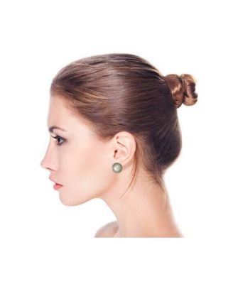 Balinese Button Style Clip-On Earrings in Simulated Pearl and Natural Stones