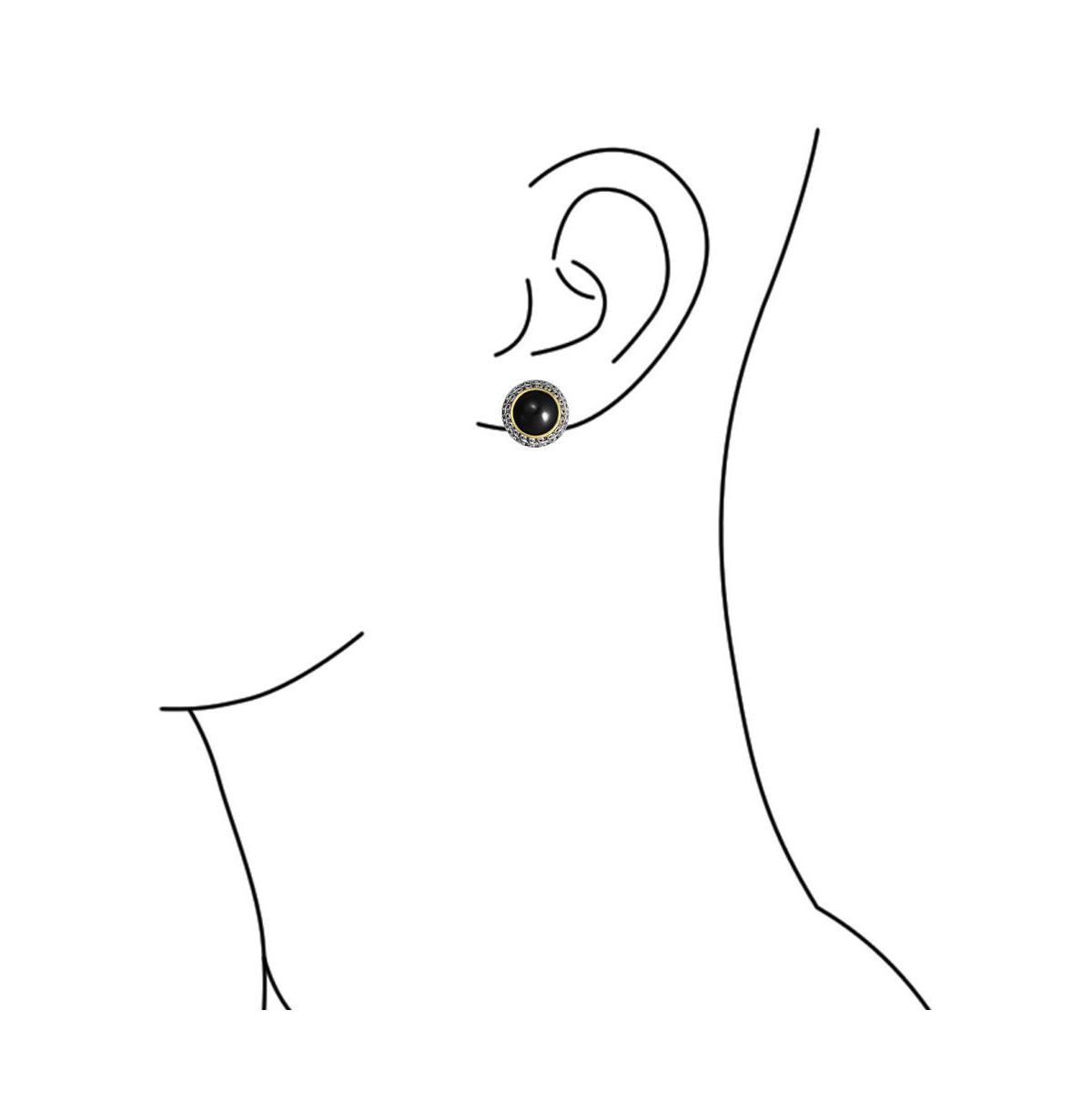 Bling Jewelry Balinese Button Style Clip-On Earrings Simulated Pearl and Natural Stones