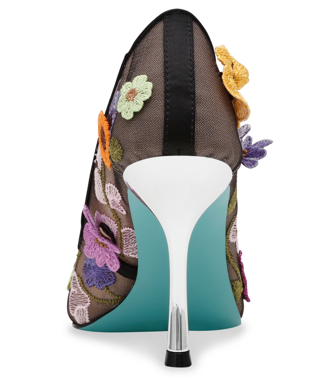 Shop Betsey Johnson Women's Aimey Floral Applique Mesh Pumps In Black Floral