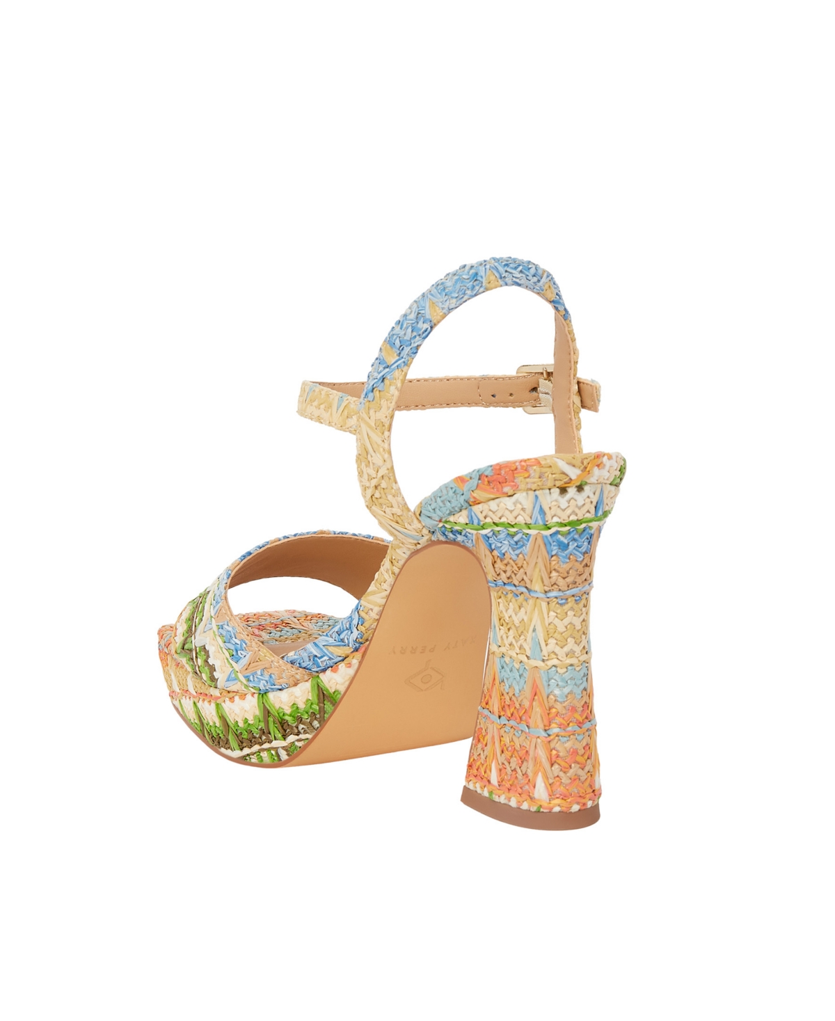 Shop Katy Perry Women's Rainbow Raffia Square Toe Sandals In Natural Multi