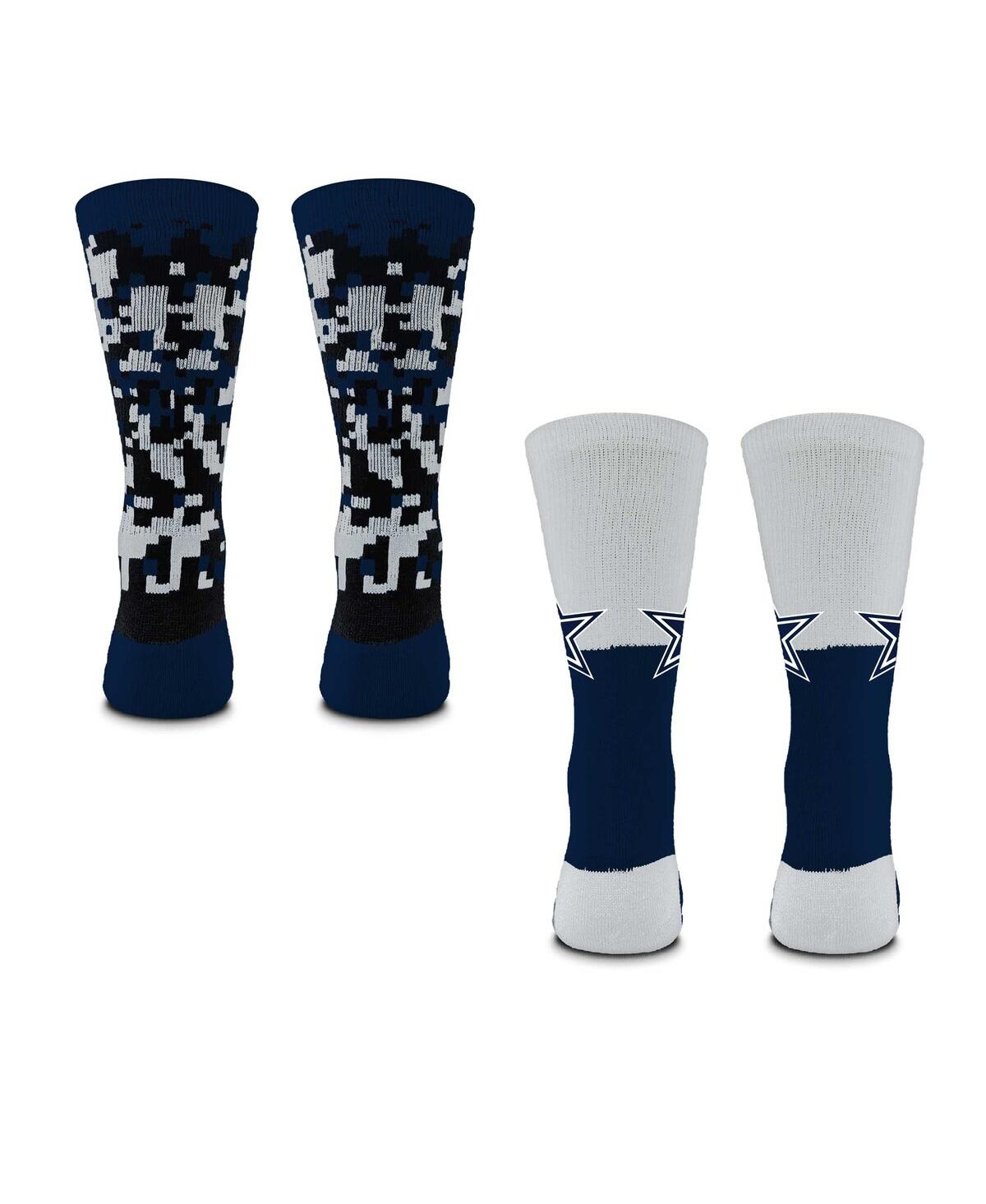 For Bare Feet Men's And Women's Dallas Cowboys Digi Split Crew Socks 2-pack Set In Navy