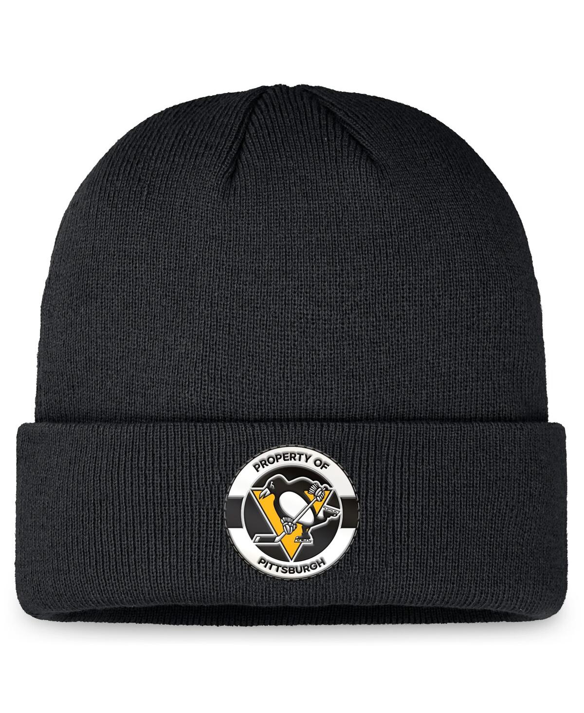 Fanatics Men's Black Pittsburgh Penguins Authentic Pro Training Camp Cuffed Knit Hat In Black
