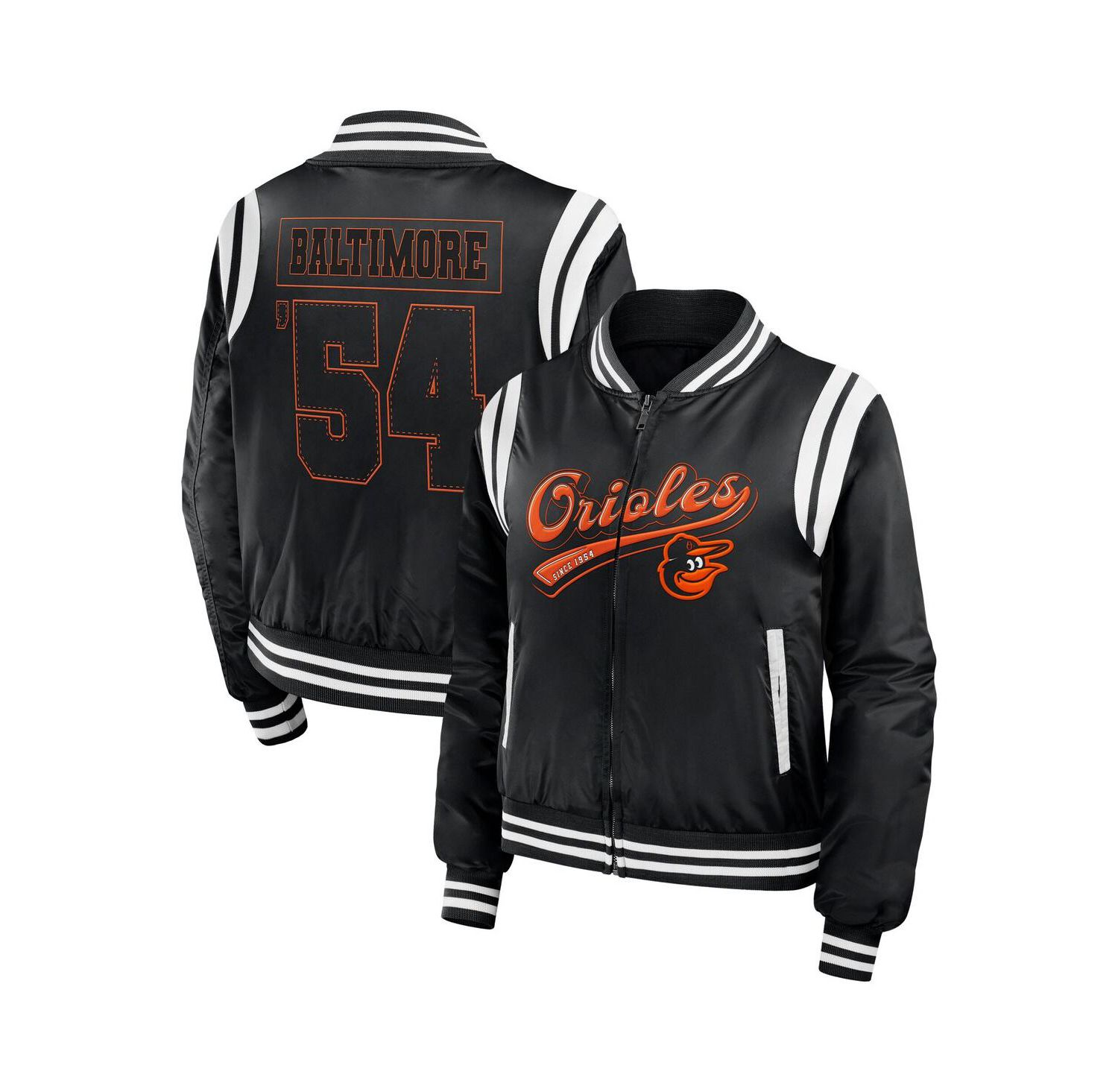 Women's Black Baltimore Orioles Football Bomber Jacket