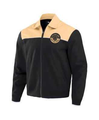 Men's Black/Tan Chicago Cubs Canvas Bomber Full-Zip Jacket