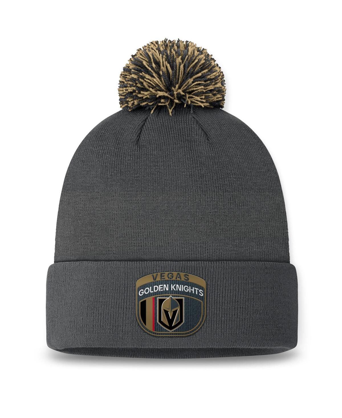 Fanatics Men's Charcoal Vegas Golden Knights 2024 Nhl Draft Cuffed Knit Hat With Pom In Charcoal