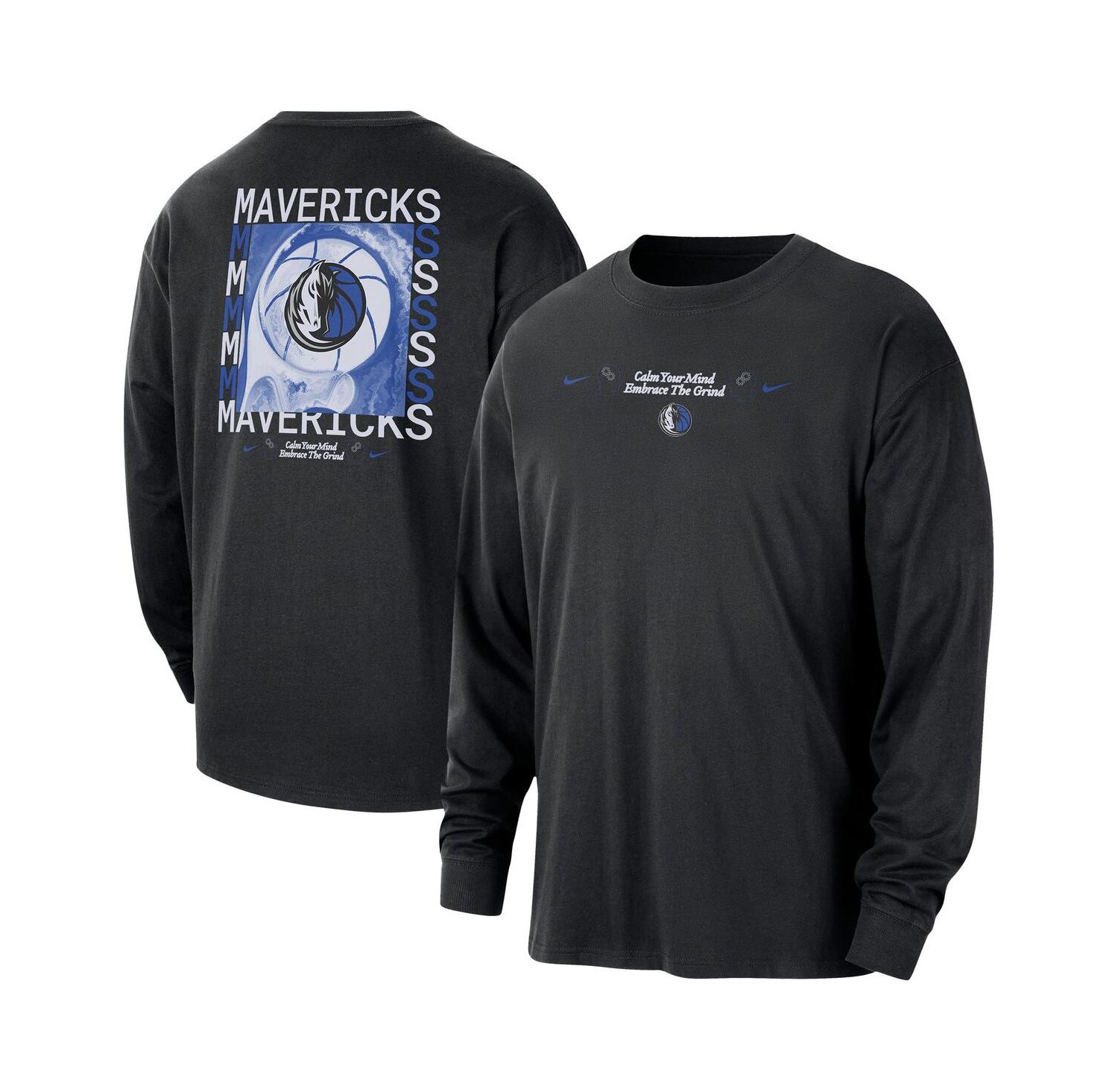 Men's Black Dallas Mavericks Courtside Oversized Long Sleeve T-Shirt