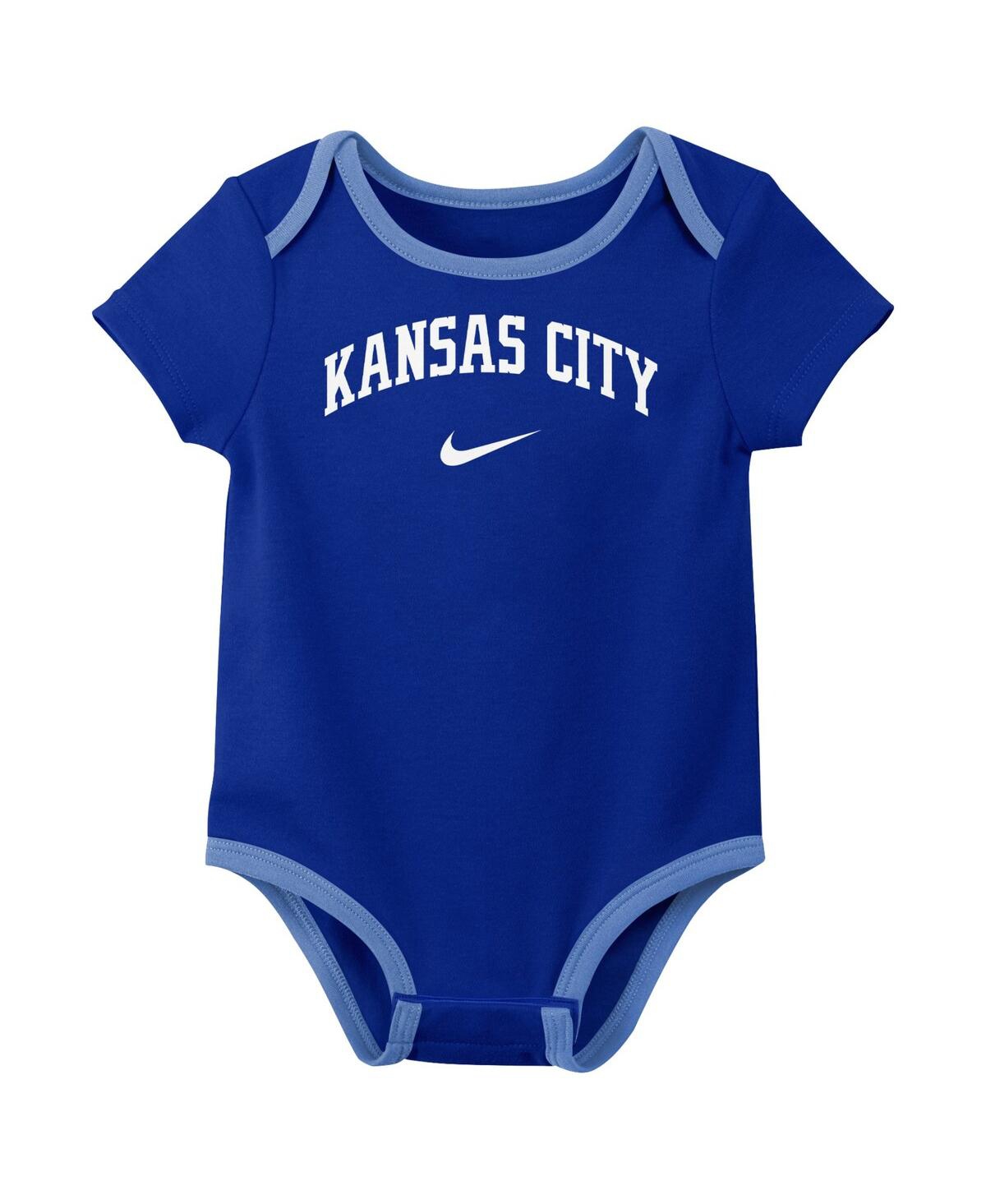 Shop Nike Newborn Infant Kansas City Royals Three-pack Bodysuit Set In Blue