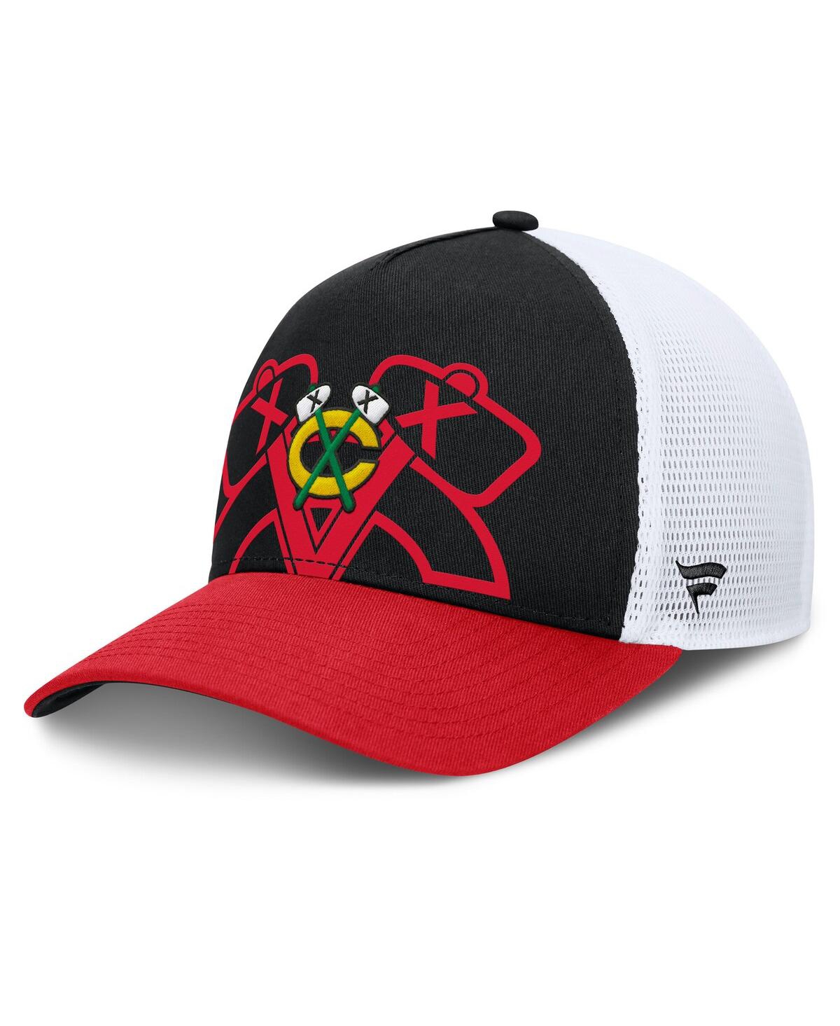 Fanatics Men's Black/red Chicago Blackhawks Authentic Pro A-frame Rink Adjustable Hat In Black,red