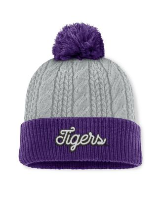 Top of the World - Women's Gray/Purple LSU Tigers Becca Cuffed Knit Hat with Pom