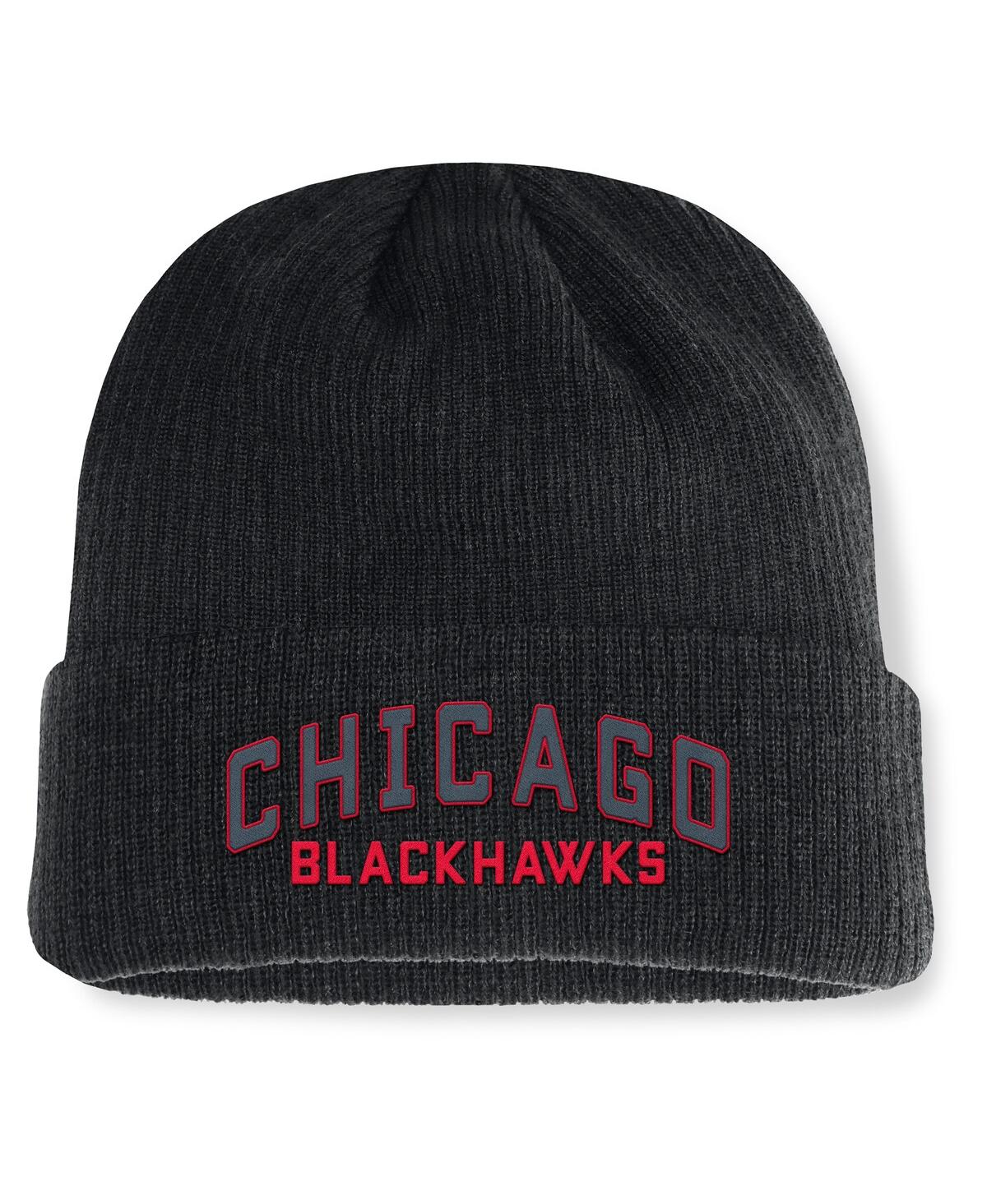 Fanatics Men's Black Chicago Blackhawks Andee Cuffed Beanie In Black