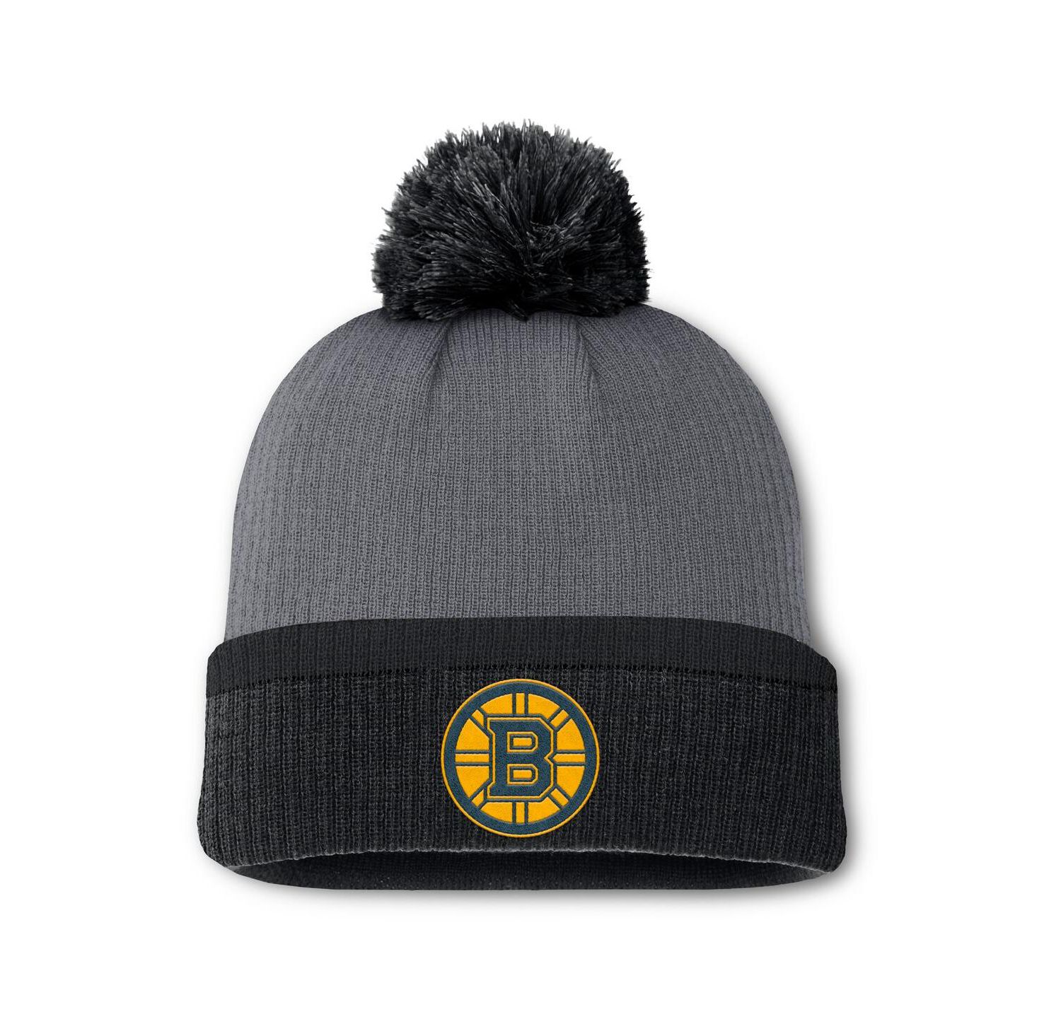 Women's Charcoal Boston Bruins Cuffed Knit Hat with Pom