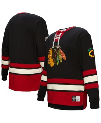 Mitchell & Ness - Men's Black Chicago Blackhawks Heritage Lace-Up Pullover Sweatshirt