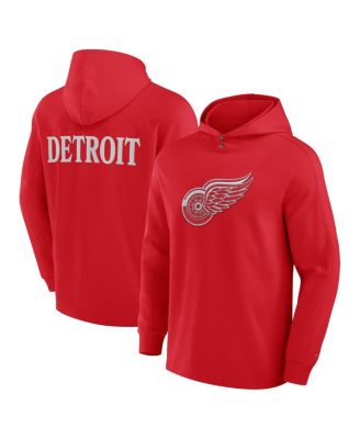 Fanatics - Men's Red Detroit Red Wings Elements Blaze Tri-Blend Long Sleeve Hoodie T-Shirt