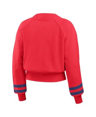 Women's Red Philadelphia Phillies Vintage Washed Cropped Pullover Sweatshirt
