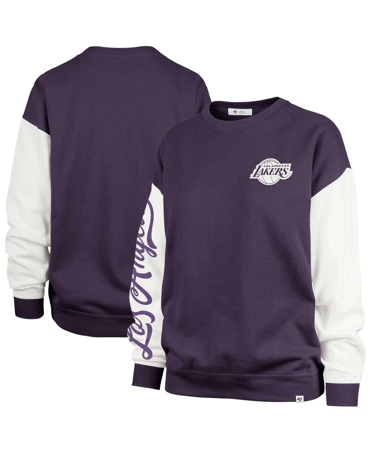47 Brand Women's Oversized Pullover Sweatshirt Purple Los Angeles Lakers Rise Andie Pullover Sweatshirt In Purple