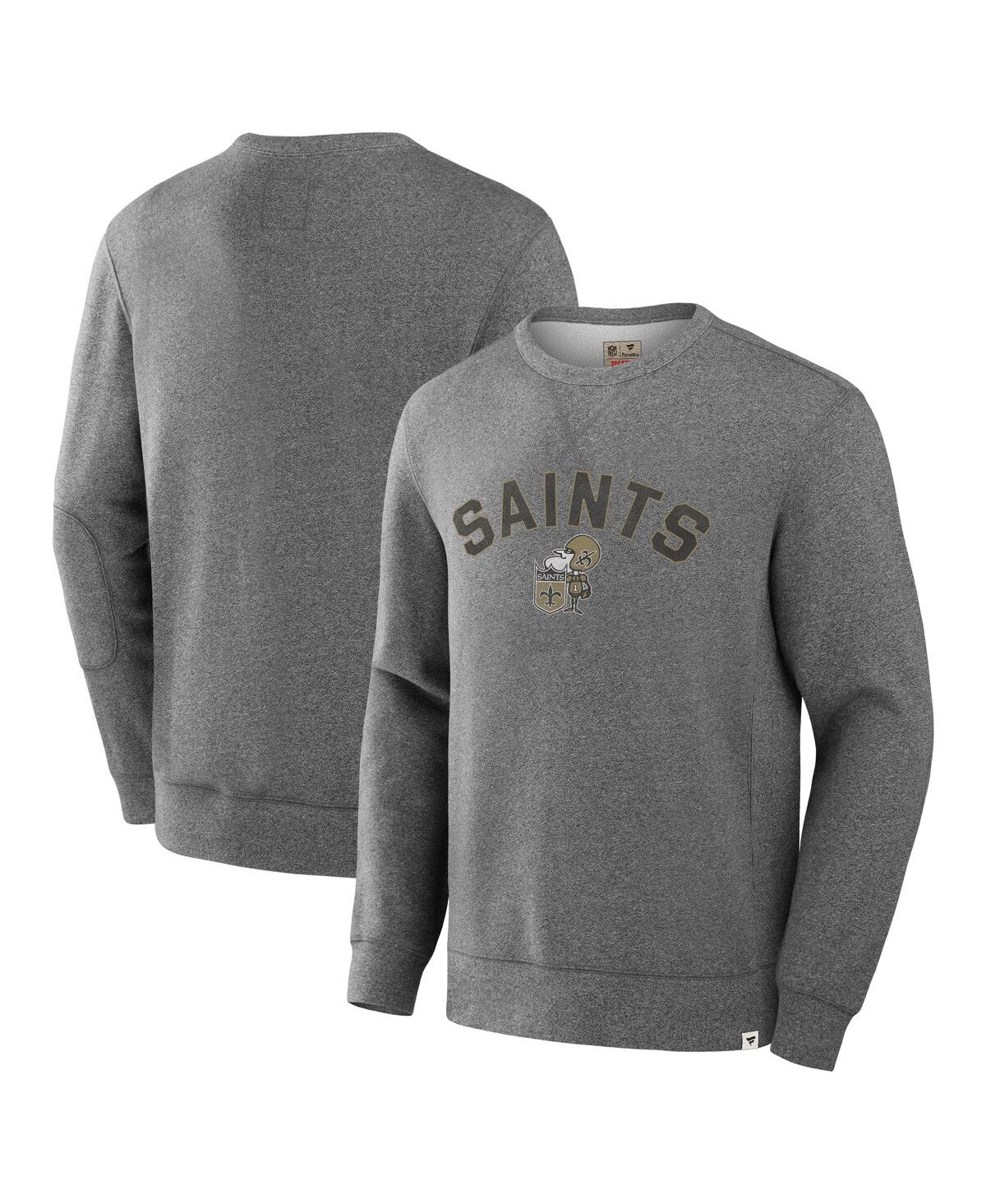 Fanatics Men's Heather Gray New Orleans Saints Loop Terry Pullover Sweatshirt In Heather Gray