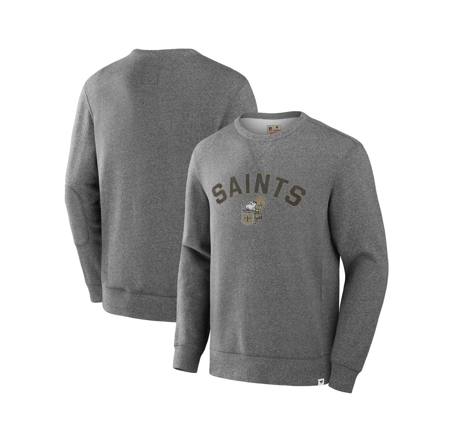 Men's Heather Gray New Orleans Saints Loop Terry Pullover Sweatshirt