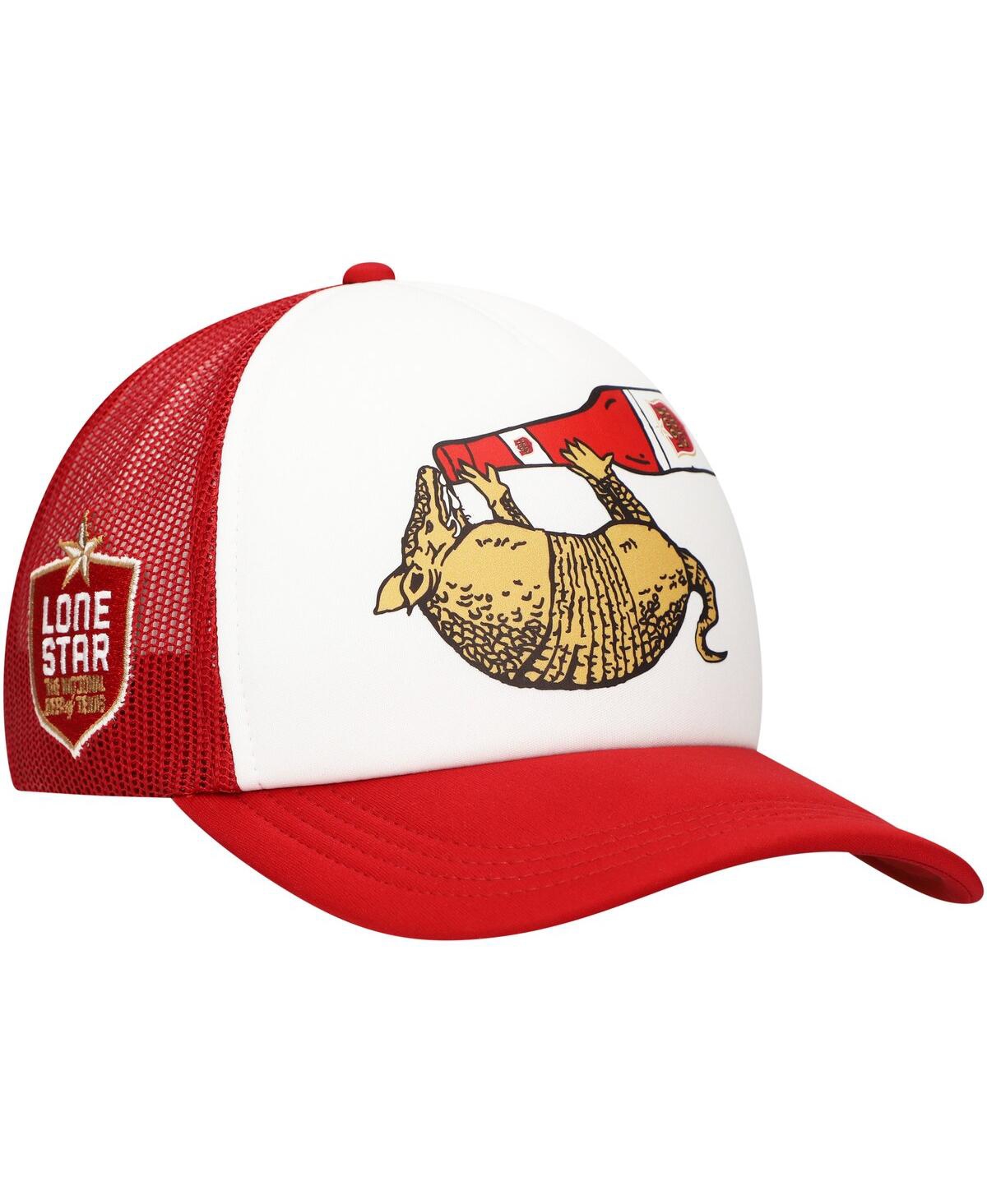 Men's White/Red Lone Star Armadillo Trucker Adjustable Hat - White, Red