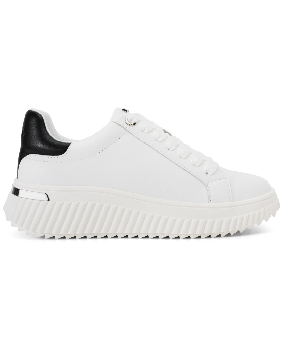 Shop Dkny Women's Lobeco Lace-up Platform Sneakers In White,black
