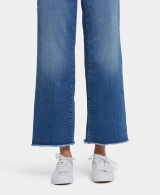 Women's Teresa Wide Leg Ankle Frayed Hems Jeans
