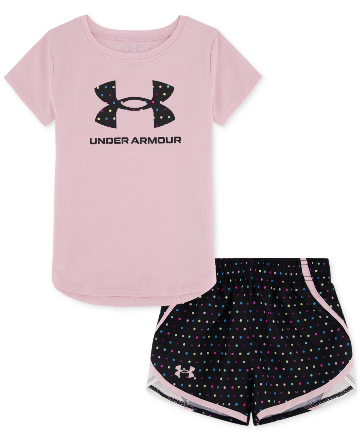 Under Armour Toddler & Little Girls T-shirt & Woven Shorts, 2 Piece Set In Prime Pink