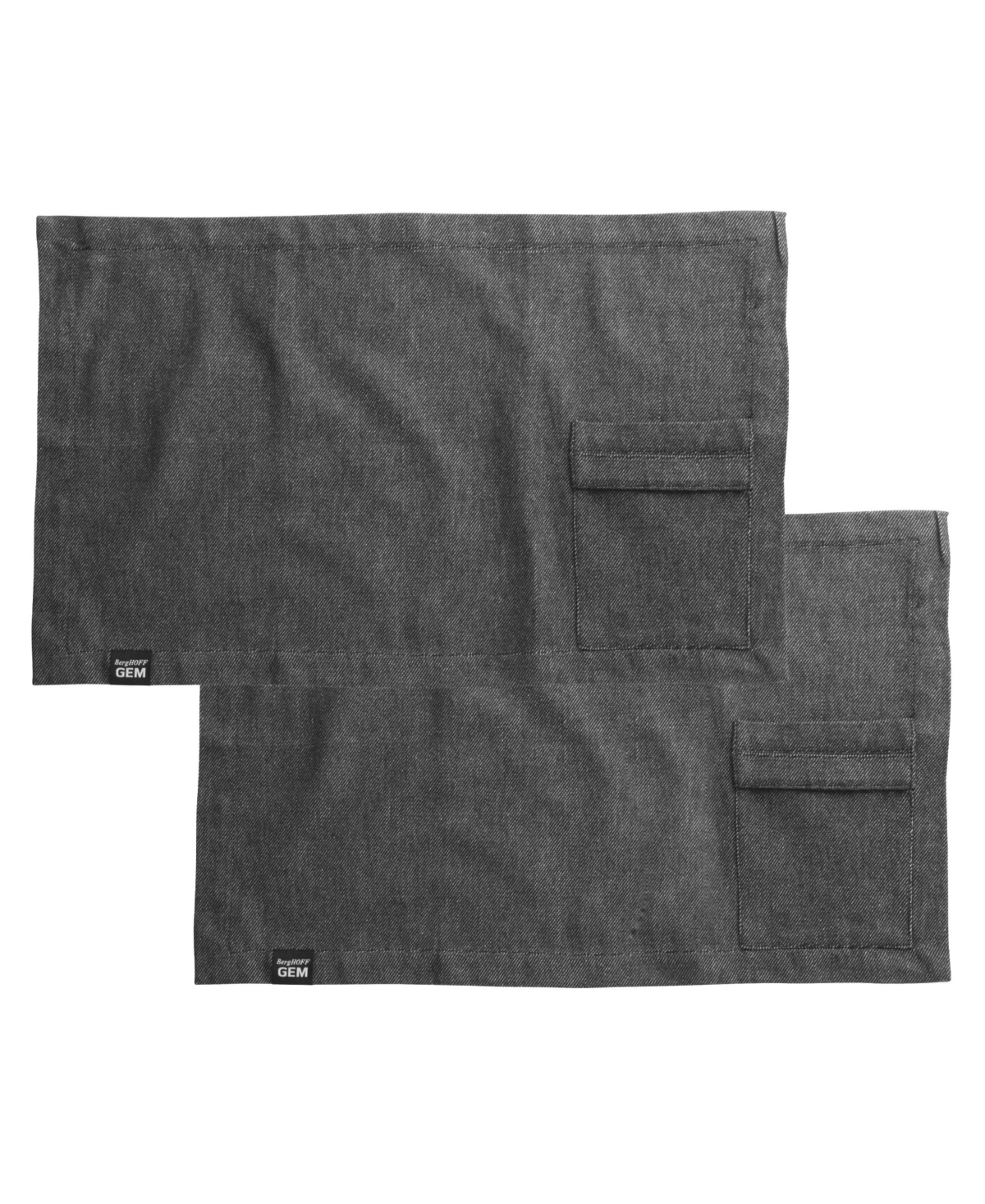 Gem Cotton 2-Piece Placemat set, 16.2" x 8.3" - Gray
