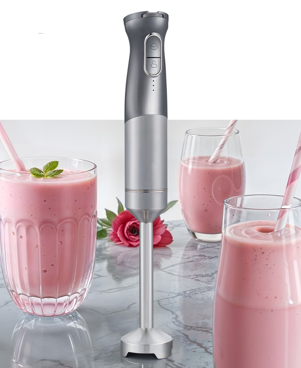 Elite Cuisine 200 Watts Cordless Rechargeable Hand Blender Ehb1005 In Charcoal Grey