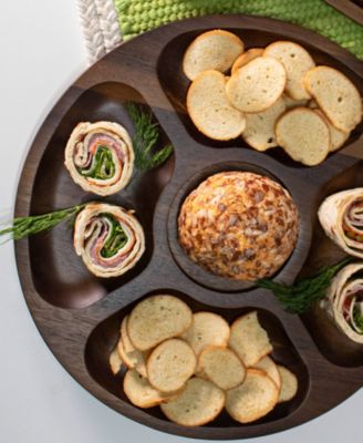 Acacia Wood 2-Pc. Divided Tray and Serving Platter Set