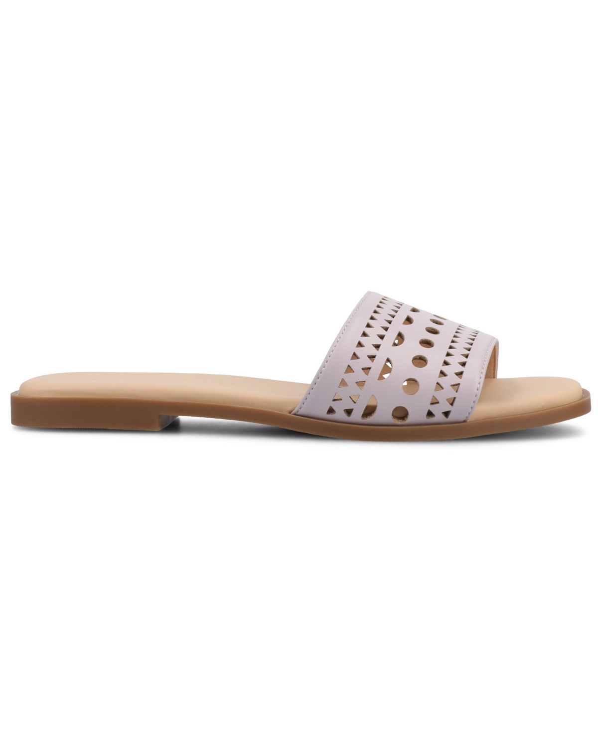 Shop Journee Collection Women's Brodie Perforated Slide Flat Sandals In Lilac