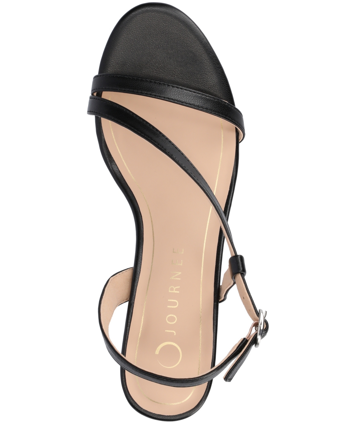 Shop Journee Collection Women's Jemry Asymmetrical Strap Kitten Heel Strap Dress Sandals In Black