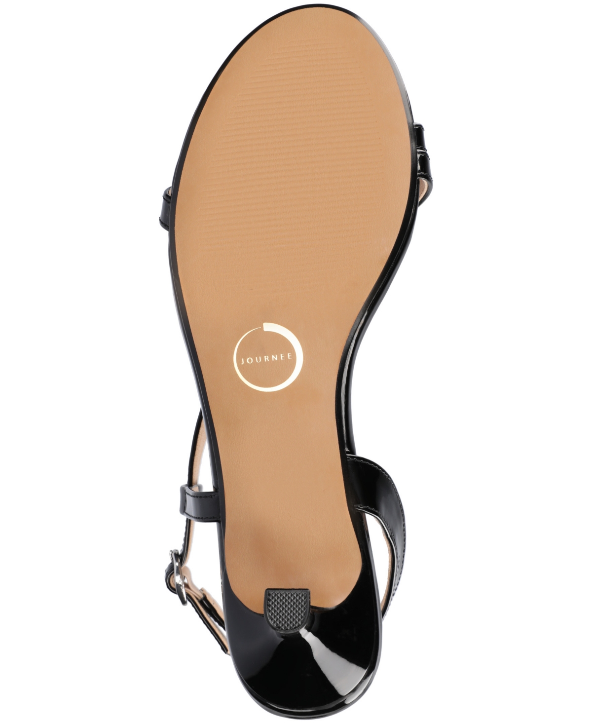 Shop Journee Collection Women's Jemry Asymmetrical Strap Kitten Heel Strap Dress Sandals In Black Patent