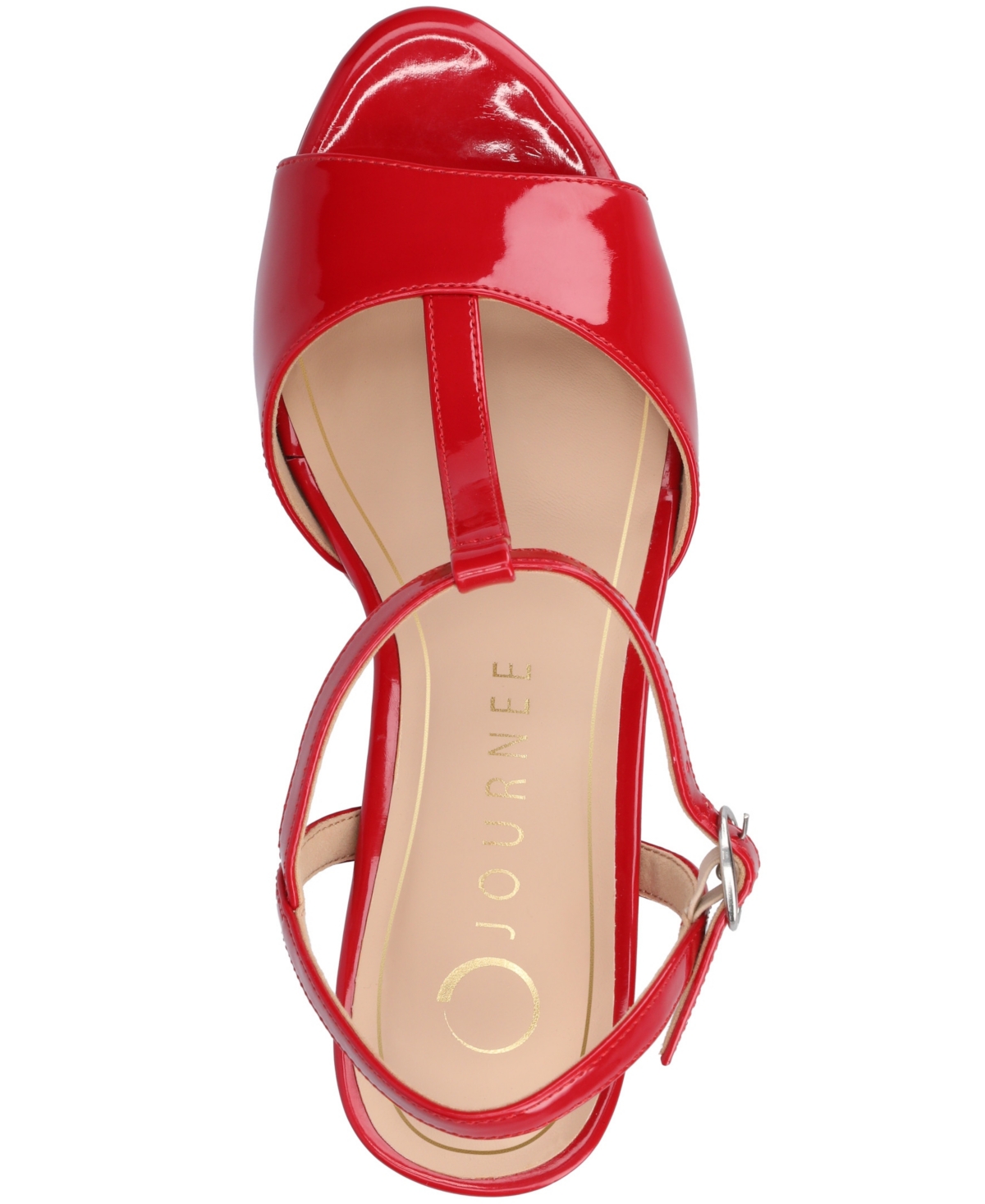 Journee Collection Women's Nalie T-strap Platform Dress Sandals In Red Patent