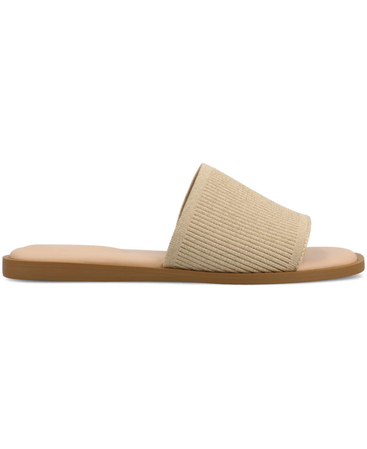 Journee Collection Women's Prisilla Single Band Slide Flat Sandals In Champagne