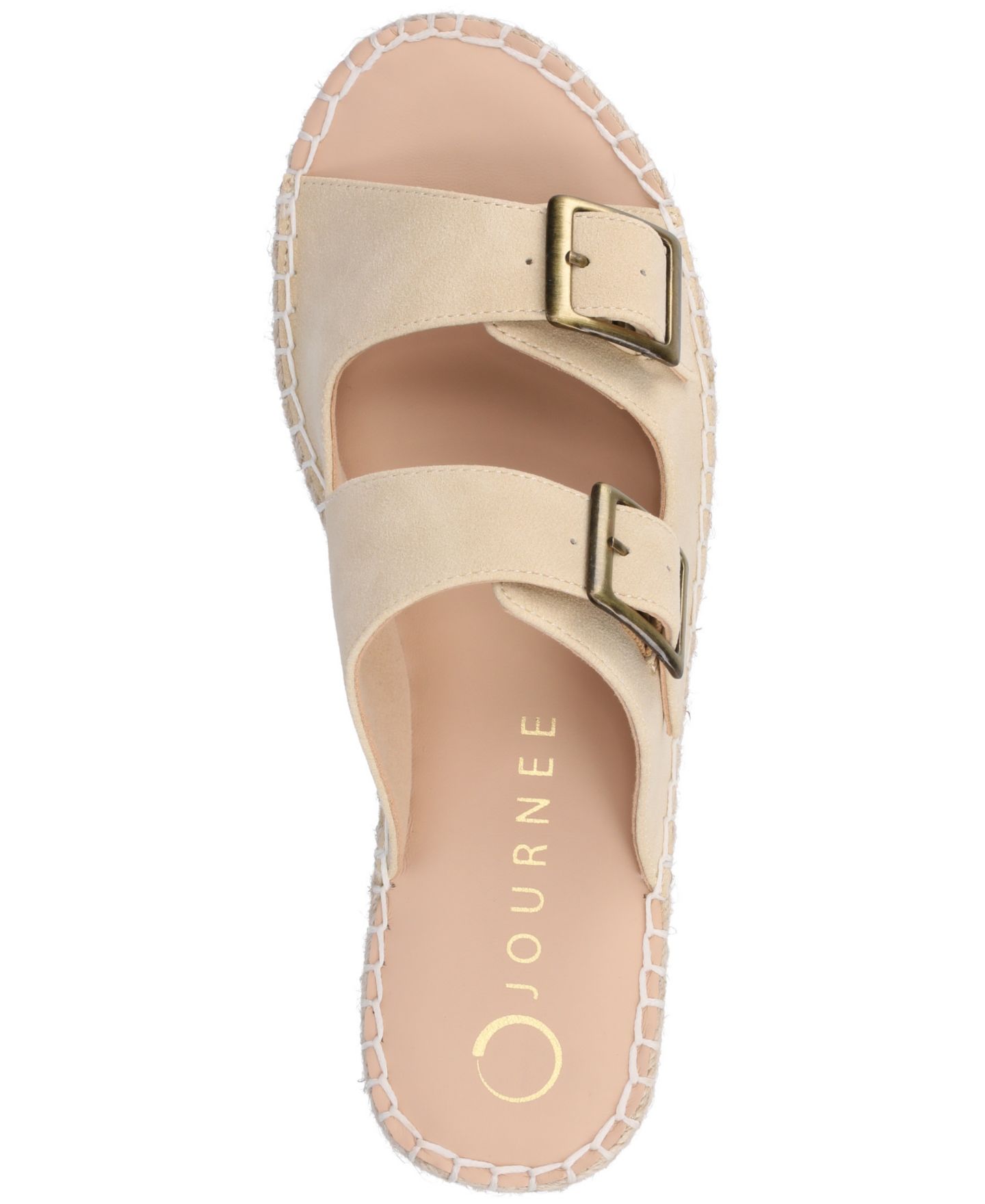 Женские сандалии Journee Collection Tresah Double Strap Espadrille, цвет: Бежевый — фото 4