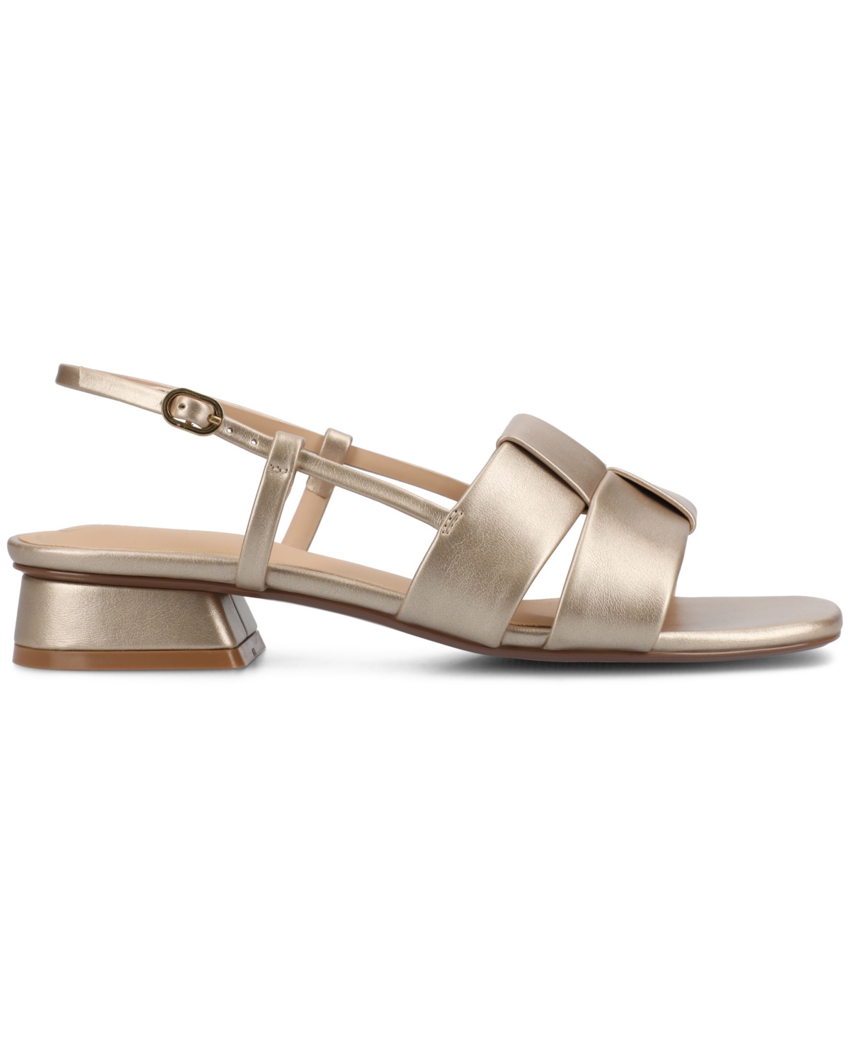 JOURNEE COLLECTION WOMEN'S TABATHA BLOCK HEEL SLINGBACK FLAT SANDALS 
