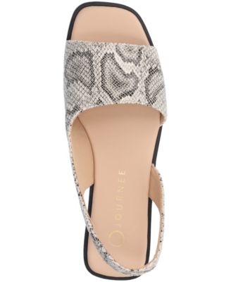 Journee Womens Brinsley Medium and Wide Width Croco Texture Sling Back Flat Sandals