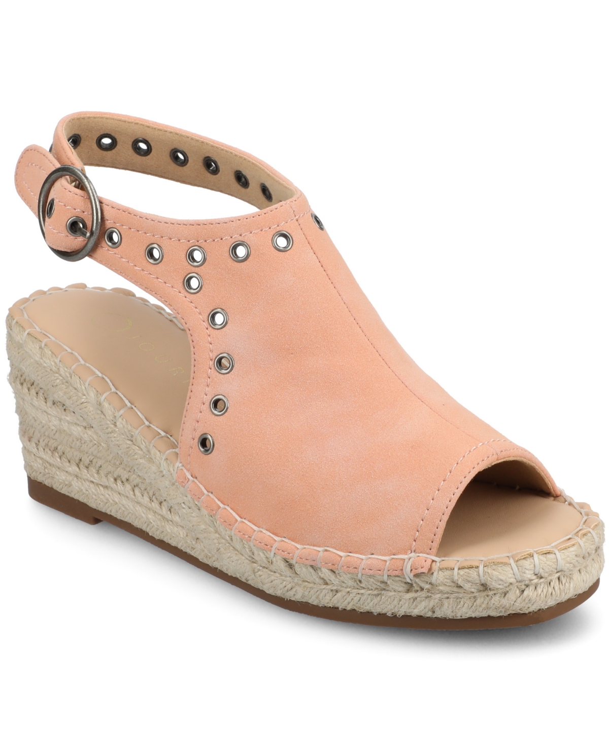 Shop Journee Collection Women's Crisie Peep Toe Espadrille Wedge Sandals In Pink